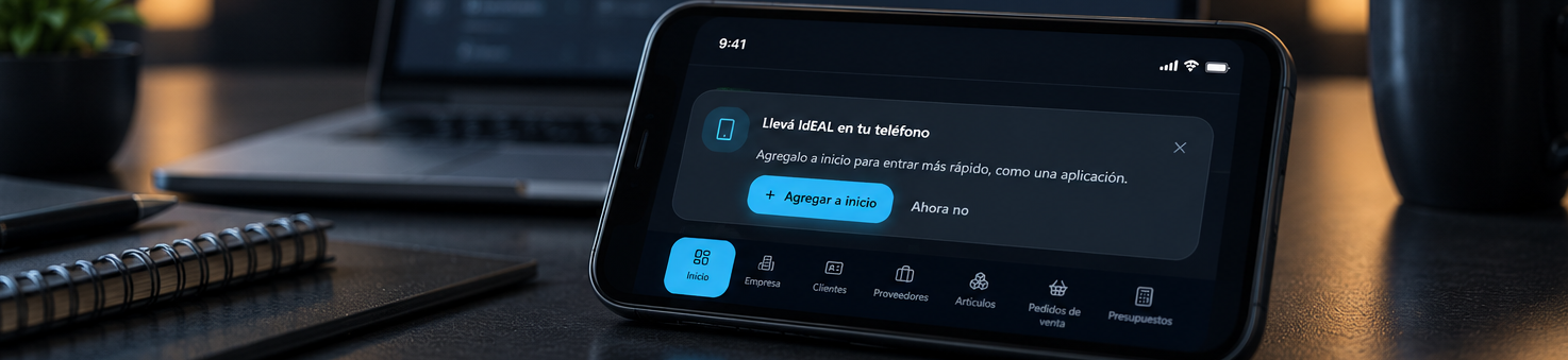 Opción para agregar IdEAL Mobile a la pantalla de inicio del teléfono.